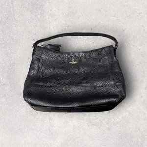 Kate Spade New York Womens Shoulder Bag Purse Black Pebbled Leather Tassel
